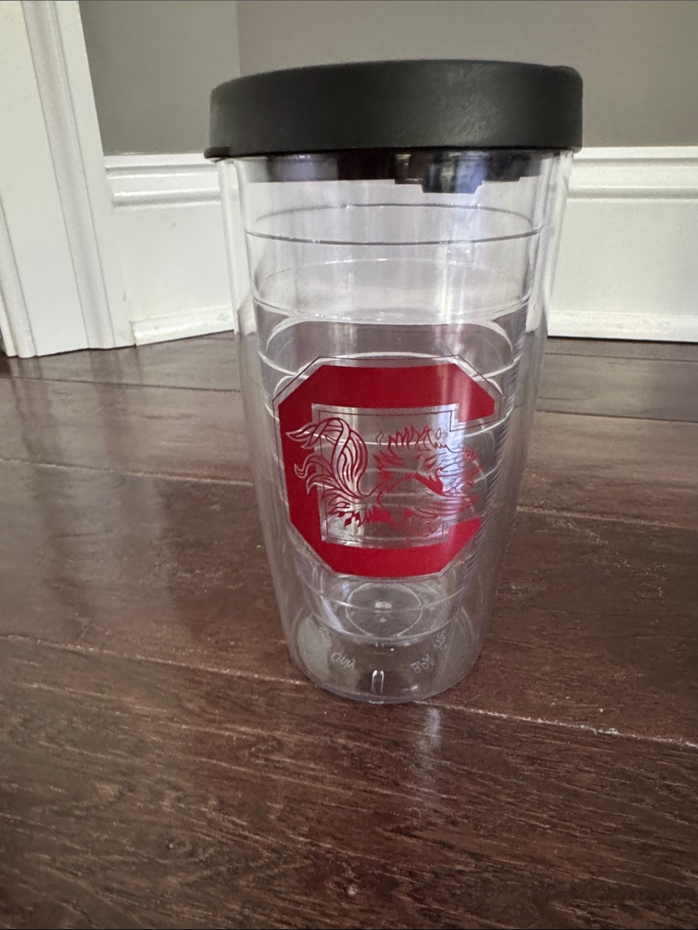 NEW Clear Tumbler with Red Gamecock Logo and Black Lid South Carolina